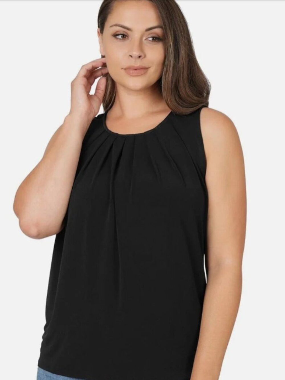 NWT Black Pleated Crew Neck Sleeveless Tank Top — Plus Size 3X